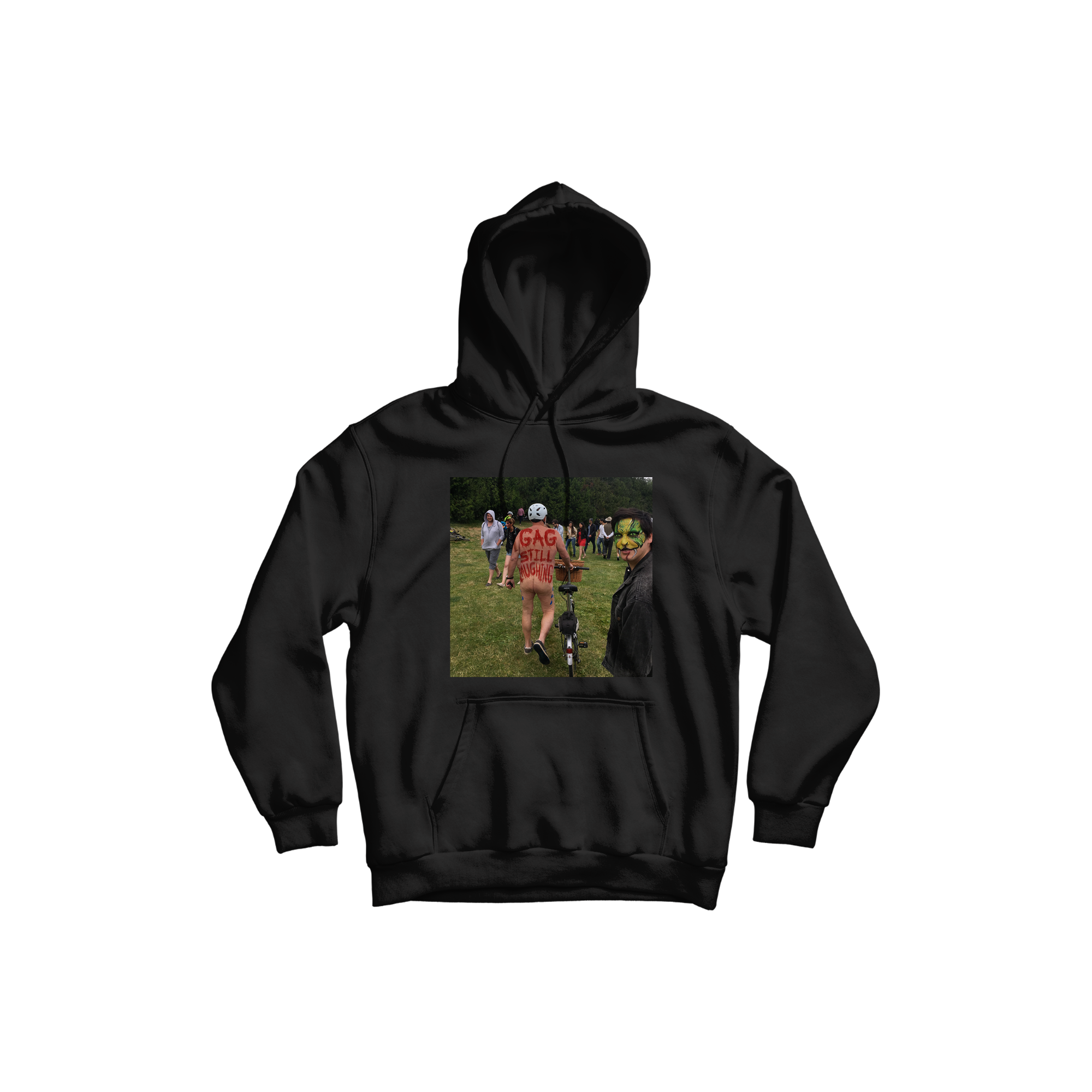 gag "still laughing" hoodie
